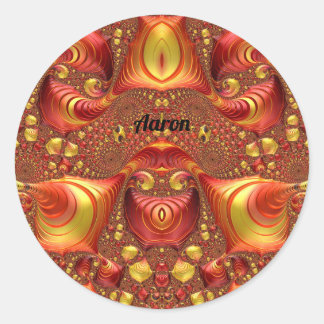 Sticker Rond AARON ~ Red Brown Yellow Fractal Design ~ 