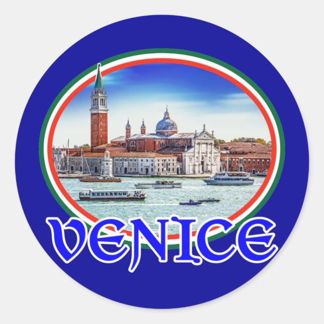 Sticker Rond Abbaye Emblem San Giorgio Maggiore. Venise, Italie (Devant)