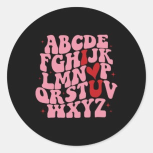 Sticker Rond Abc Alphabet I Love You English Enseignant Valenti