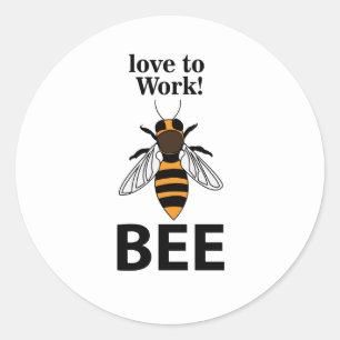 Sticker Rond Abeille aime travailler abeille