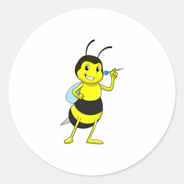 Sticker Rond Abeille aux fléchettes avec tarte (Devant)