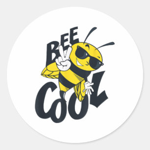Sticker Rond Abeille Cool Design Mords peluches De l'environnem