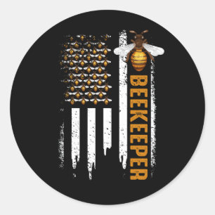 Sticker Rond Abeille d'apiculture de miel Hive apiculteur USA D