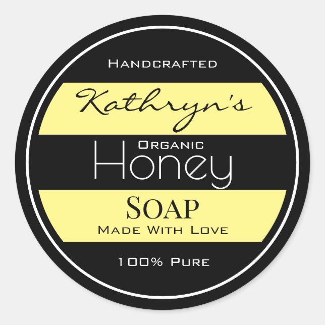 Sticker Rond Abeille de miel personnalisée (Devant)