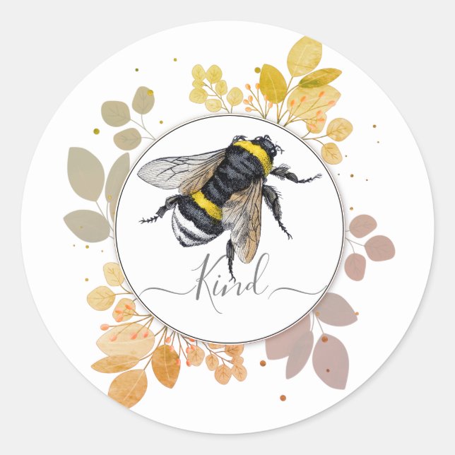 Sticker Rond Abeille De Verdure (Devant)