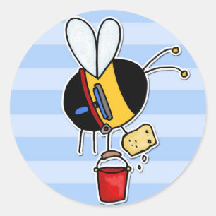 Sticker Rond abeille du travailleur - nettoyeur de fenêtre
