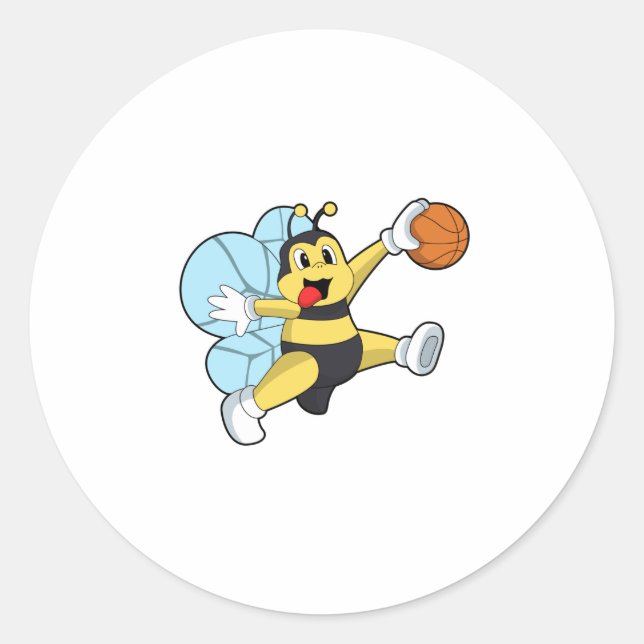Sticker Rond Abeille en tant que joueur de basket-ball avec Bas (Devant)