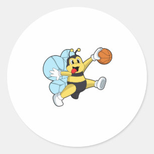 Sticker Rond Abeille en tant que joueur de basket-ball avec Bas