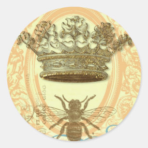Sticker Rond Abeille et Couronne