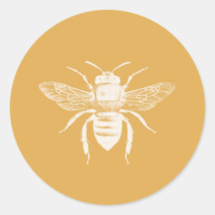 Sticker Rond Abeille et motif d'or de nid d'abeilles
