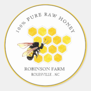 Sticker Rond Abeille et peigne de miel apiculteurs
