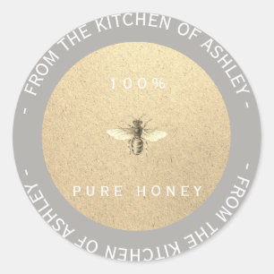 Sticker Rond Abeille faite maison faite sur commande Papier