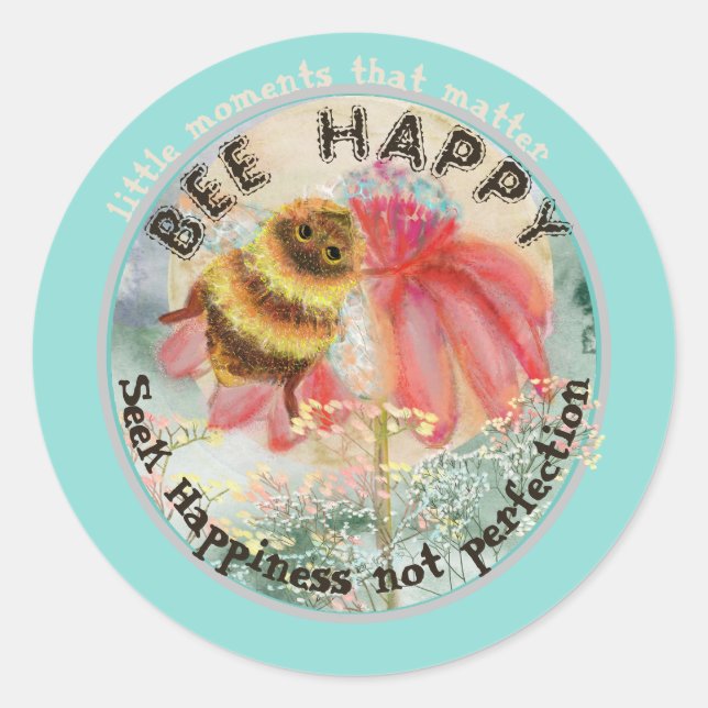 Sticker Rond Abeille mignonne (Devant)