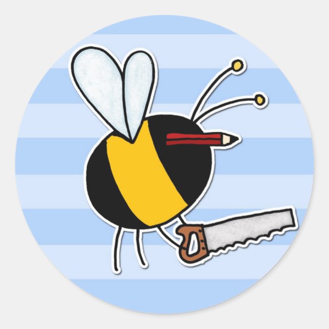 Sticker Rond abeille ouvrière - menuisier (Devant)