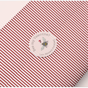 Sticker Rond Abeille rose rousse Mon abeille Saint-Valentin
