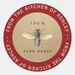 Sticker Rond Abeille rouge de Papier d'emballage de cuisine de