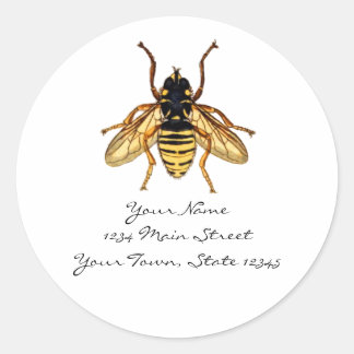 Sticker Rond Abeille vintage jaune et noire