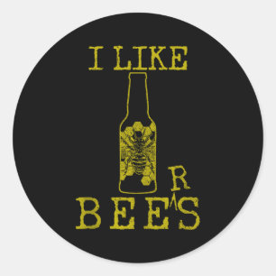 Sticker Rond Abeilles & Bière - Citation Drôle Apicult Apiculte