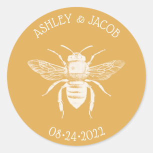 Sticker Rond Abeilles et Golden Honeycomb Mariage