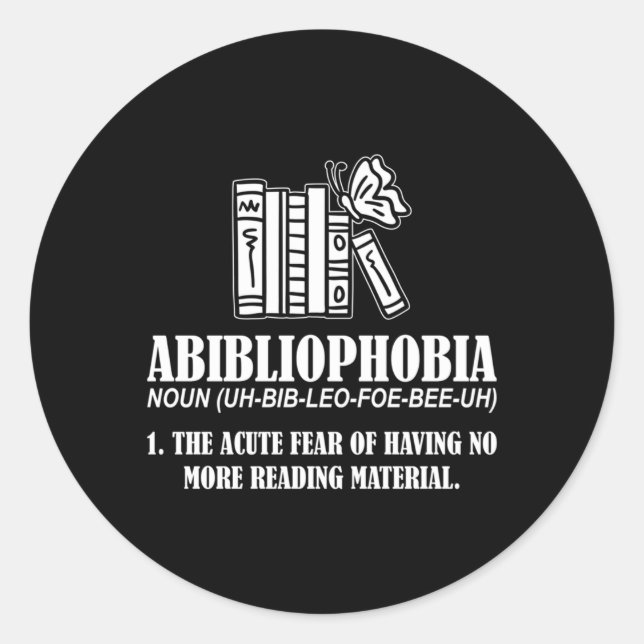 Sticker Rond Abibliophobie Lecteur Avid Ou ver De Livres (Devant)