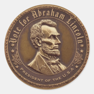 Sticker Rond Abraham Lincoln