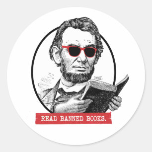 Sticker Rond Abraham Lincoln Lit Les Livres Interdits
