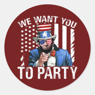 Sticker Rond Abraham Lincoln Nous Voulons Que Vous Fassiez 4 ju