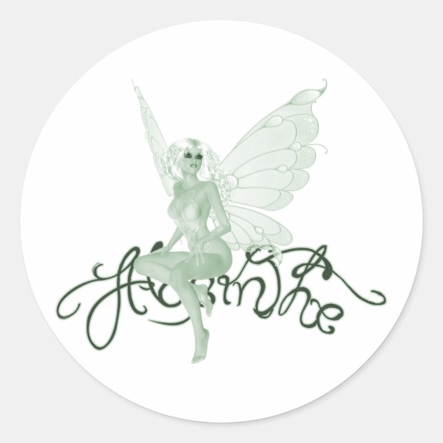 Sticker Rond Absinthe Art Signature Fée verte - Absinthe (Devant)
