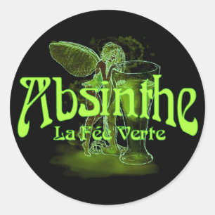 Sticker Rond Absinthe La Fee Verte Fée Avec Verre