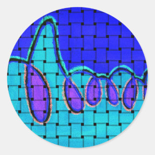 Sticker Rond Abstrait bleu français avec texture tissée