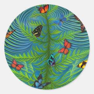 Sticker Rond Abstrait Butterfly Dream Garden