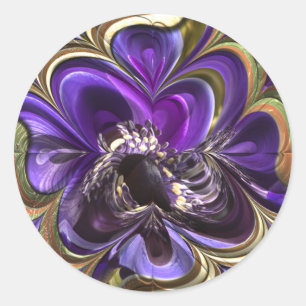 Sticker Rond Abstrait d'anémone violet