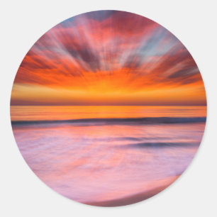 Sticker Rond Abstrait de coucher de soleil de la plage de Tamar