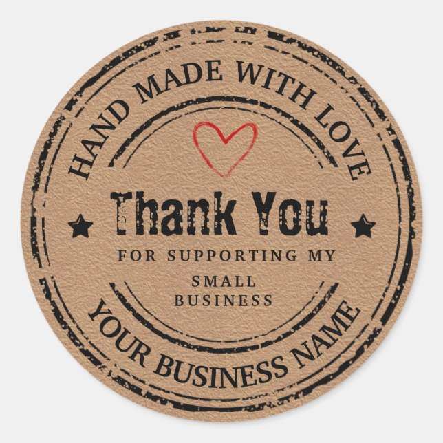 Sticker Rond Abstrait fait à la main avec amour | merci classiq (Devant)