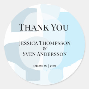 Sticker Rond Abstrait moderne bleu minimaliste Mariage artistiq