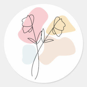 Sticker Rond Abstrait Pastel Floral  