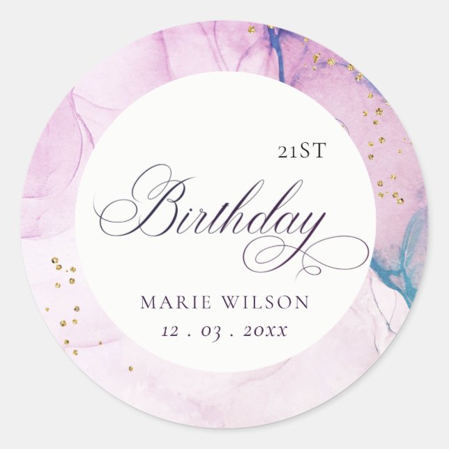 Sticker Rond Abstrait Pastel Purple Bleu Turquoise N'Importe Qu (Devant)