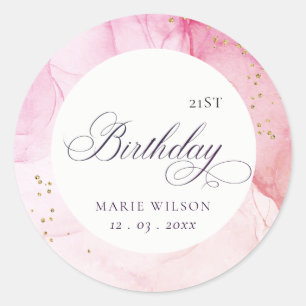 Sticker Rond Abstrait Pastel Rose violet N'importe quel âge Ann