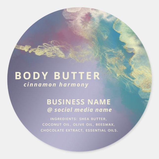 Sticker Rond Abstrait produit d'encre artistique moderne contem (Devant)