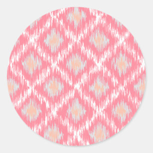 Sticker Rond Abstrait rose Ikat Chevron Motif diamant