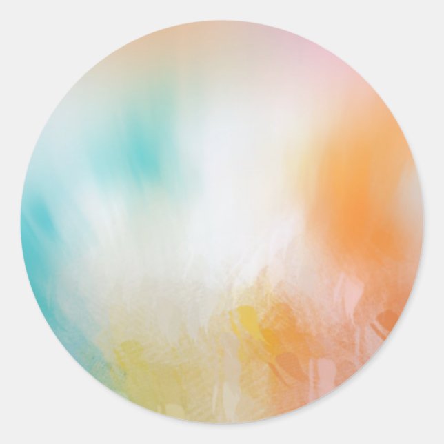 Sticker Rond Abstrait rouge jaune orange bleu Modèle (Devant)