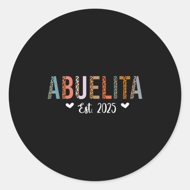 Sticker Rond Abuelita Est 2025 Cute Grandma Leopard Print Chris (Devant)