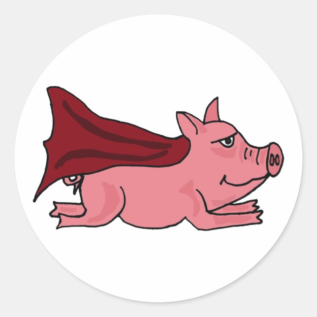 Sticker Rond AC- Carton de Super Cochon Volant (Devant)