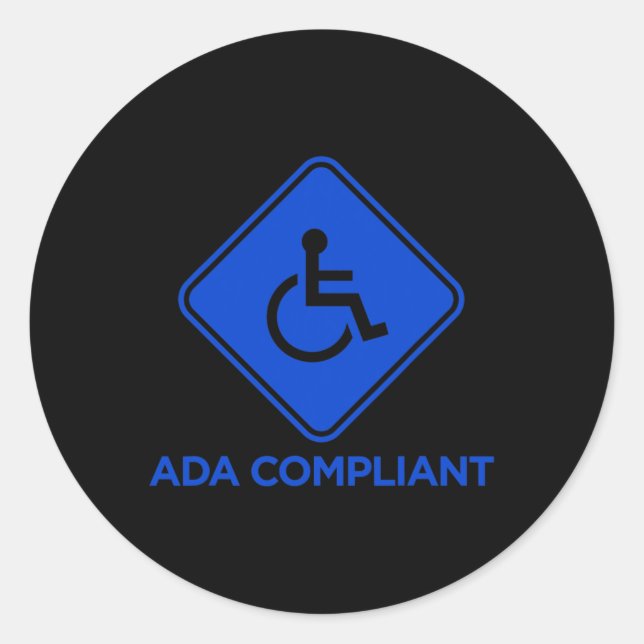 Sticker Rond Ac Conformité ADA Accessibilité Désactivée Conform (Devant)