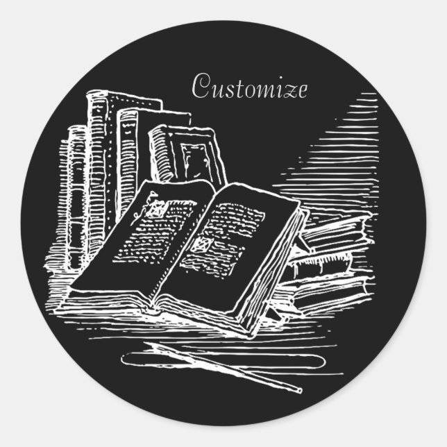 Sticker Rond Académies personnalisées en noir et blanc (Devant)