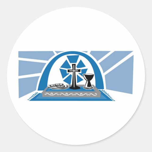 Sticker Rond Accentuation de la page de communion bleue (Devant)