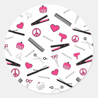Sticker Rond Accessoires pour la paix, l'amour et les cheveux (