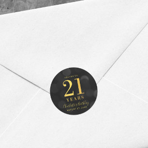 Sticker Rond Acclamations foncées d'or de Bokeh à 21 ans