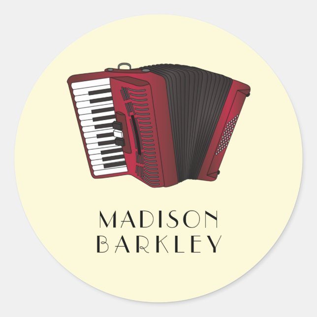 Sticker Rond Accordéon Musicien de Instruments Professeur de Mu (Devant)