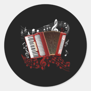 Sticker Rond Accordion Player Folk Music Accordion